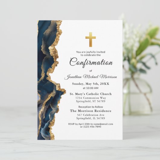 Blue Agate Gold-bevestiging Kaart (Staand voorkant)