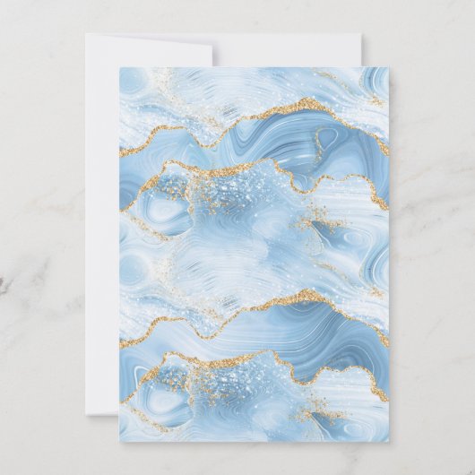 Blue Agate Gold Glitter Boy Baby shower Invitation (Achterkant)