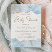 Blue Agate Gold Glitter Boy Baby shower Invitation