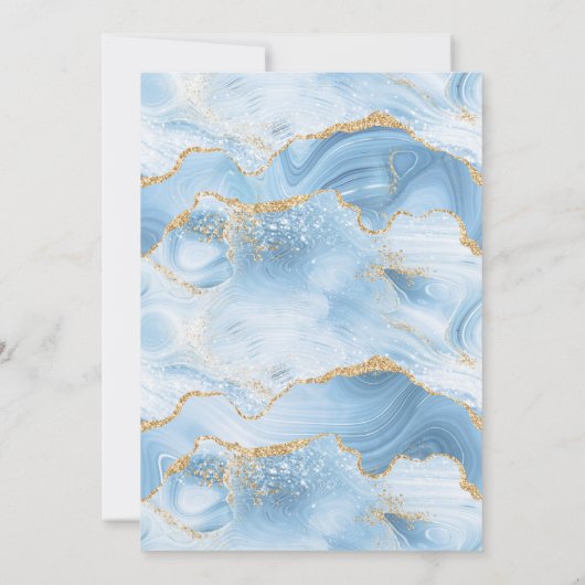 Blue Agate Gold Glitter Boy Baby shower Invitation (Achterkant)