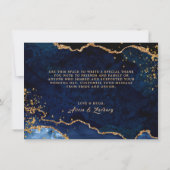 Blue Agate Gold Glitter Dust Weddenschap Hartelijk Bedankkaart (Achterkant)
