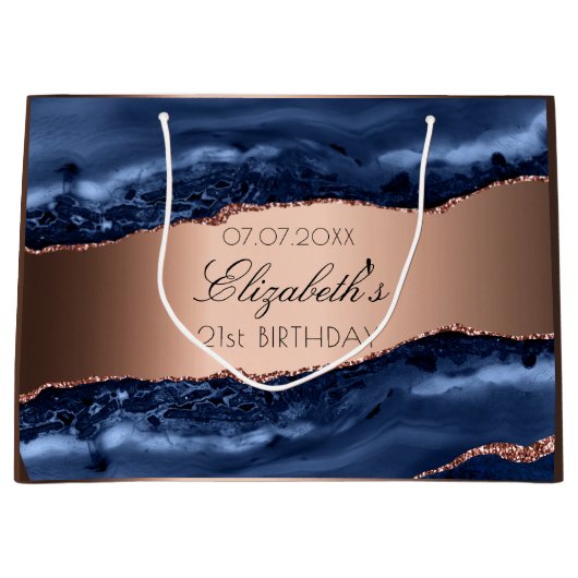 Blue agate koperen verjaardagsfeest groot cadeauzakje (Voorkant)