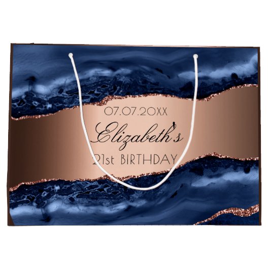 Blue agate koperen verjaardagsfeest groot cadeauzakje (Achterkant)