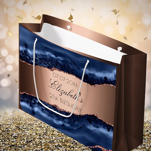 Blue agate koperen verjaardagsfeest groot cadeauzakje