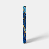 Blue Agate Marble iPhone 12 Stoer Hoesje iPhone Hoesje (Linkerkant)