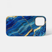 Blue Agate Marble iPhone 12 Stoer Hoesje iPhone Hoesje (Achterkant horizontaal)