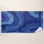 Blue Agate Marble monogram name Beach Towel Strandlaken (Voorkant)