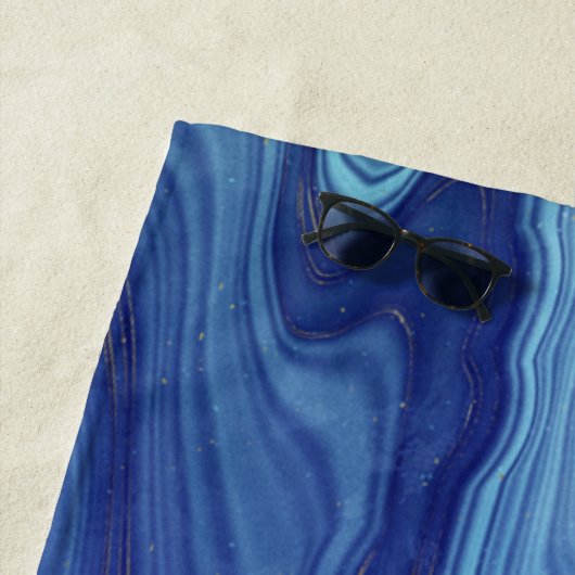 Blue Agate Marble monogram name Beach Towel Strandlaken (In situ)