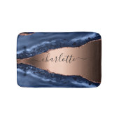 Blue agate marble roos gold name script badmat (Voorkant)