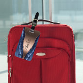 Blue agate marble roos gold name script bagagelabel