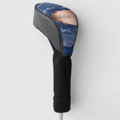Blue agate marble roos gold name script golfheadcover (Schuin)