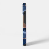 Blue agate marble roos gold name script iPhone hoesje (Linkerkant)