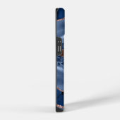 Blue agate marble roos gold name script iPhone hoesje (Rechterkant)