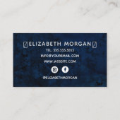 Blue Agate Marble Roos Gold Waterverf Script Visitekaartje (Achterkant)