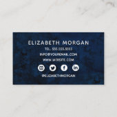 Blue Agate Marble Roos Gold Waterverf Visitekaartje (Achterkant)