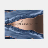 Blue agate marble roos Gold welkomstscript Deurmat (Voorkant)