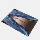 Blue agate marble roos Gold welkomstscript Deurmat (Schuin)