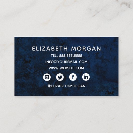 Blue Agate Marble Roos Gouden Waterverf Visitekaartje (Achterkant)