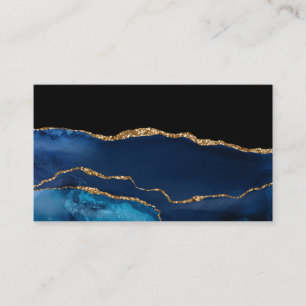 Blue Agate Marble Shiny Golden Glitter Chic Glam Visitekaartje