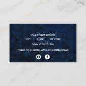 Blue Agate Marble Waterverf Roos Gold Glitter Visitekaartje (Achterkant)