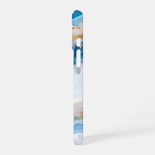Blue Agate Marble with Gold Veins – Elegant iPhone 16 Hoesje (Linkerkant)