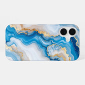Blue Agate Marble with Gold Veins – Elegant iPhone 16 Hoesje (Achterkant horizontaal)