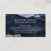 Blue Agate Script Monogram Faux Gold Glitter Visitekaartje (Achterkant)