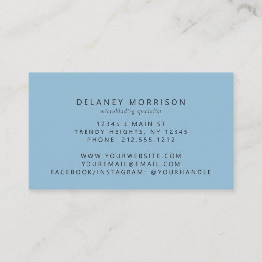 Blue Agate Silver Glitter Luxury Microblading Visitekaartje (Achterkant)