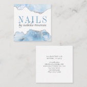 Blue Agate Silver Glitter Nails Manicurist Square Vierkante Visitekaartje (Voorkant / Achterkant)