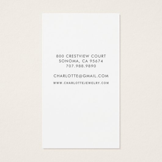 Blue Agate Silver Script Earring Display Card Visitekaartje (Achterkant)