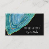 Blue Agate Slice Crystal Psychic Spiritueel Visitekaartje (Voorkant)