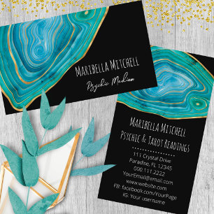 Blue Agate Slice Crystal Psychic Spiritueel Visitekaartje