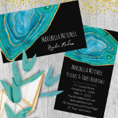 Blue Agate Slice Crystal Psychic Spiritueel Visitekaartje