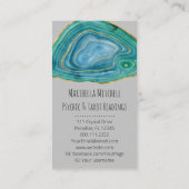 Blue Agate Slice Crystal Psychic Spiritueel Visitekaartje (Achterkant)