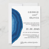 Blue Agate Sliced Wedding  Kaart (Voorkant)