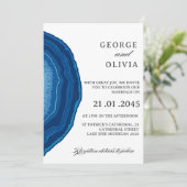 Blue Agate Sliced Wedding  Kaart (Staand voorkant)