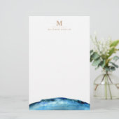 Blue Agate Stationery Briefpapier (Staand voorkant)