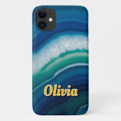 Blue Agate & Teal Geode Luxe Persoonlijk Case-Mate iPhone Case (Achterkant)