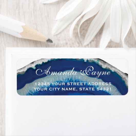 Blue Agate Wedding Etiket (Insitu)