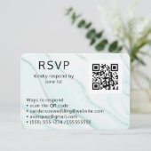 Blue Agate Wedding RSVP Online QR Code Foto Informatiekaartje (Staand voorkant)