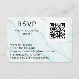 Blue Agate Wedding RSVP Online QR Code Foto Informatiekaartje