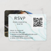 Blue Agate Wedding RSVP Online QR Code Foto Informatiekaartje (Voorkant / Achterkant)