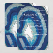 Blue Agate Wedding Uitnodiging (Voorkant / Achterkant)