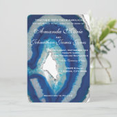 Blue Agate Wedding Uitnodiging (Staand voorkant)