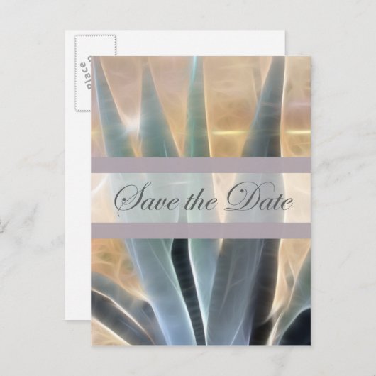 Blue Agave 1 Glow Save the Date Wedding Aankondigingskaart (Voorkant / Achterkant)