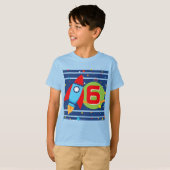 Blue Age raketschip Outer Space Verjaardag Shirt (Voorkant volledig)