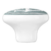 Blue Aged Wood Look Print met nautisch anker Keramische Knop (Zijkant)
