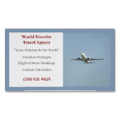 Blue Agent Airplane Travel Agency Magnetisch Visitekaartje (Voorkant)