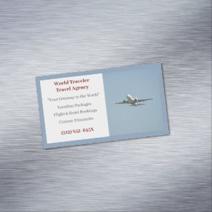 Blue Agent Airplane Travel Agency Magnetisch Visitekaartje