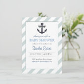 Blue Ahoy Anchor Baby shower Invitation Kaart (Staand voorkant)